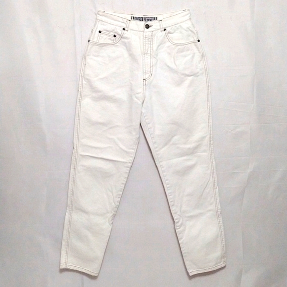 Vintage Forenza White High Waist Barrel Jeans US 12 Retro 90s USA Made Rare Find